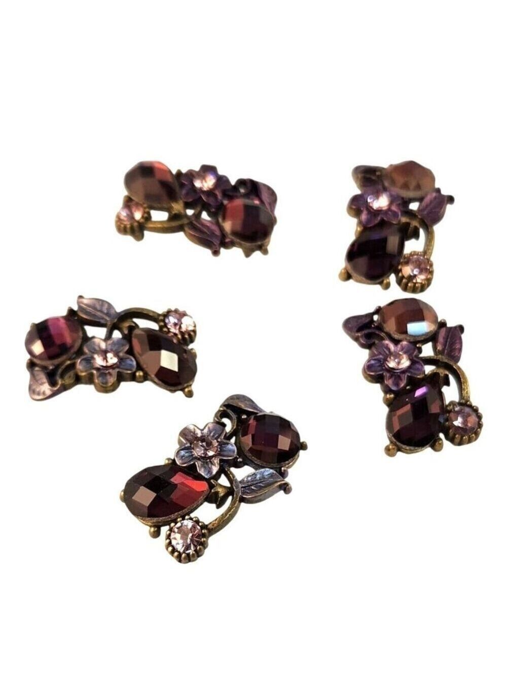 Faceted Crystal Floral Leaf Top Embellishment Slider Beads Bronze Rectangle Flow